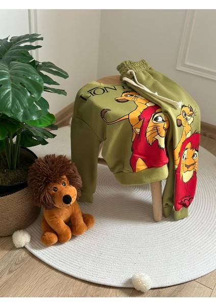 Haki The Lion King Sırt Baskılı Eşofman Takımı