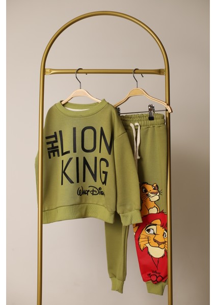 Haki The Lion King Sırt Baskılı Eşofman Takımı modelleri