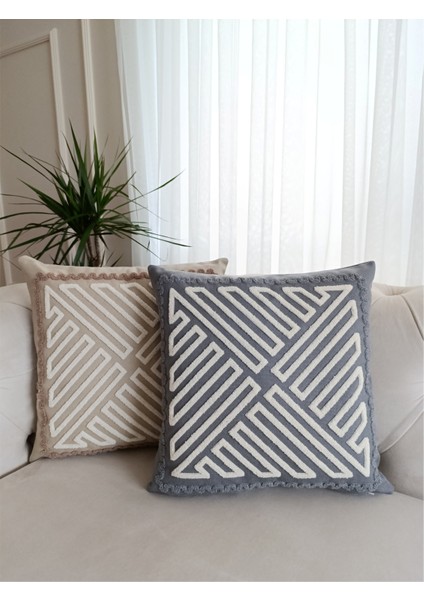 Bohem Tarz Punch Nakışlı 2'li Takım Kırlent Kılıfı