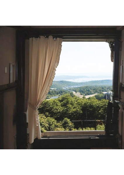 Fırfırlı Naturel Keten Vintage Pamuk Keten Perde (En x Boy) - Tek Kanat fiyatları