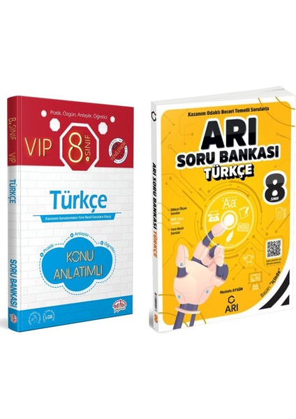 8. Sınıf Türkçe Vip Konu Anlatımlı ve Arı Yayıncılık Soru Bankası 2 Kitap