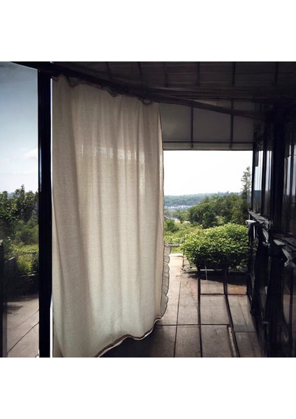 Fırfırlı Naturel Keten Vintage Pamuk Keten Perde (En x Boy) - Tek Kanat modelleri