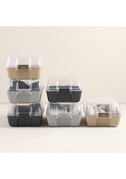 12 Adet Kilitli Kadın Ayakkabı Kutusu ,32X18X10CM ,hava Delikli ,üst Kapak Şeffaf ,alt Kapak Sertleştirilmiş Kaliteli Plastik