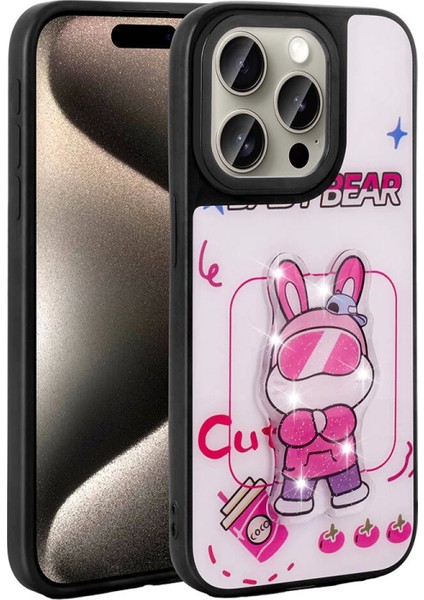 Apple iPhone 15 Pro Max Kılıf Parlayan Kabartmalı Ikonik Figürlü Amas Silikon Kapak