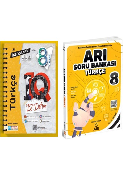 8. Sınıf LGS Türkçe İnfografik Serisi IQ Akıllı Defter ve Arı Yayıncılık Soru Bankası 2 Kitap