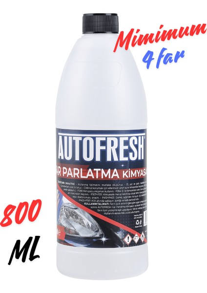 Autofresh Far Temizleme Solüsyonu Oto Far Parlatma Sıvısı Araç Far Yenileme 800 ml