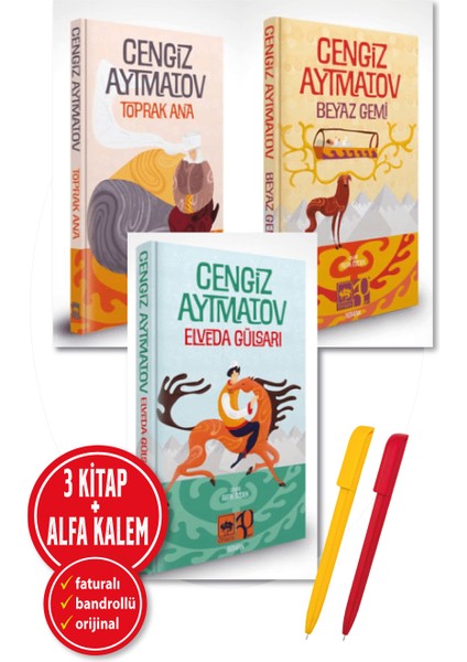 Beyaz Gemi - Toprak Ana - Elveda Gülsarı (Ciltli) 3 Kitap - Cengiz Aytmatov - Alfa Kalem