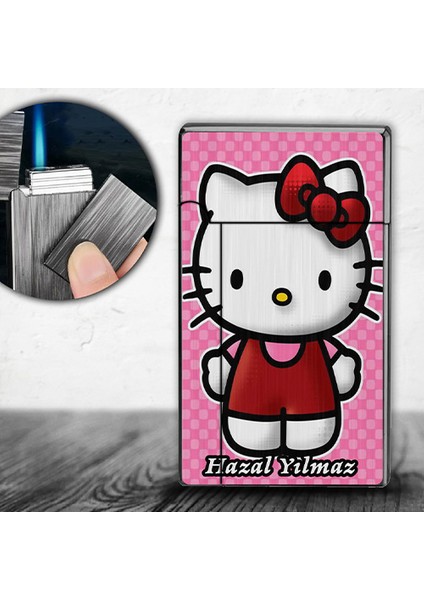 Kişiye Özel İsimli Gazlı Rüzgar Geçirmez Çakmak Hello Kitty Pembe Baskılı fiyatları