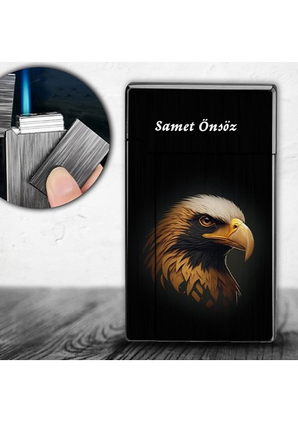 Kişiye Özel İsimli Gazlı Rüzgar Geçirmez Çakmak Kartal Takım Baskılı