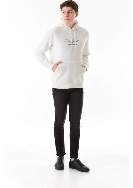 3 Iplik Yazı Baskılı Kapüşonlu Sweatshirt modelleri