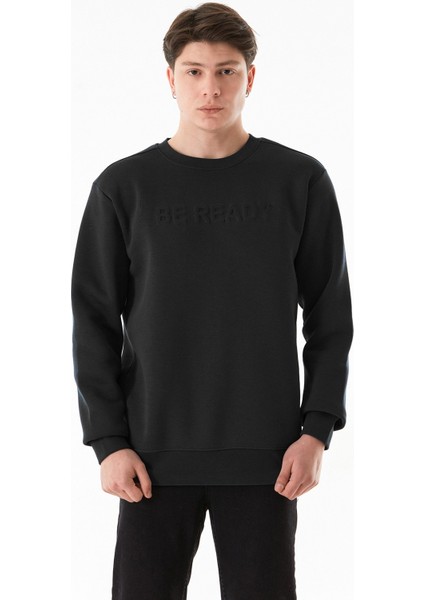 3 Iplik Be Ready Yazı Kabartmalı Bisiklet Yaka Sweatshirt modelleri