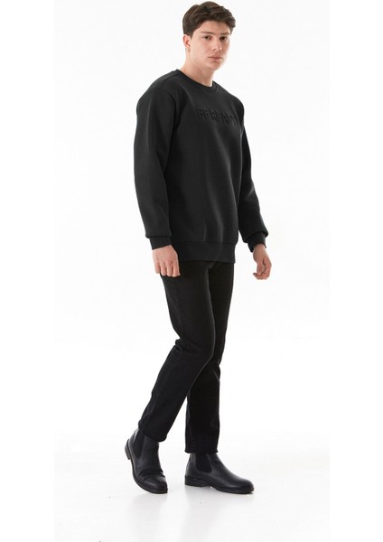 3 Iplik Be Ready Yazı Kabartmalı Bisiklet Yaka Sweatshirt fırsatları