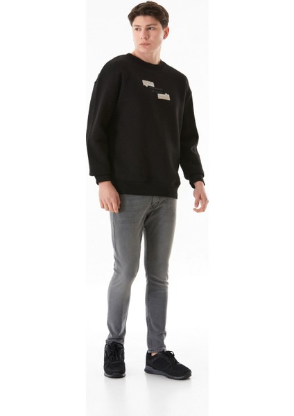 3 Iplik Kabartma Baskılı Bisiklet Yaka Sweatshirt modelleri
