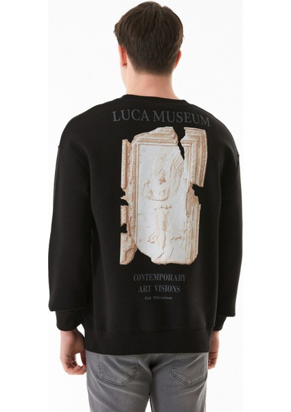 3 Iplik Kabartma Baskılı Bisiklet Yaka Sweatshirt fırsatları