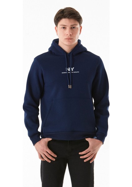 3 Iplik Ny Baskılı Kapüşonlu Sweatshirt