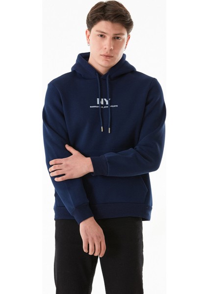 3 Iplik Ny Baskılı Kapüşonlu Sweatshirt