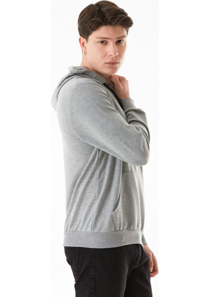 7 Baskılı Kanguru Cepli Kapüşonlu Sweatshirt