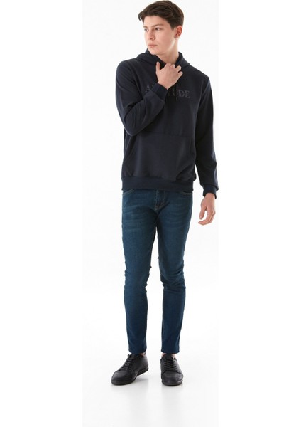 Anditude Baskılı Kapüşonlu Kanguru Cepli Sweatshirt