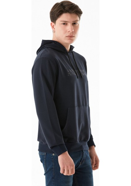 Anditude Baskılı Kapüşonlu Kanguru Cepli Sweatshirt