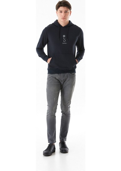 Lonely Yazı Baskılı Kapüşonlu Kanguru Cepli Sweatshirt fiyatları