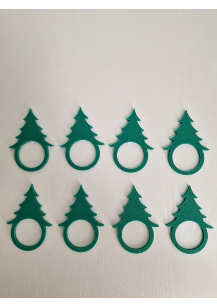 Yılbaşı Için Ağaç Temalı 8 Li Yeşil Renk Peçete Halkası(Sert Plastiktir) modelleri