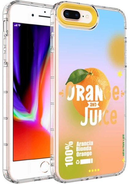 Apple iPhone 8 Plus Kılıf Kamera Korumalı Renkli Desenli Sert Silikon Korn Kapak