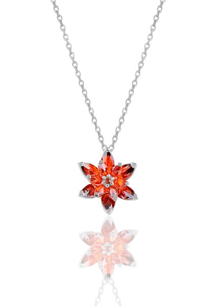 Gümüş Rodyumlu Taşlı Nilüfer Lotus Çiçeği Kolye modelleri