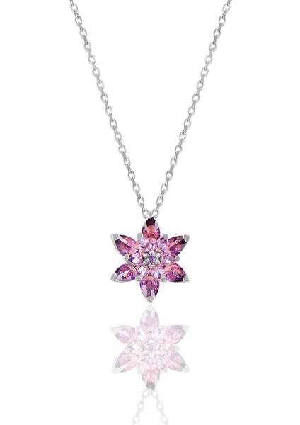 Gümüş Rodyumlu Taşlı Nilüfer Lotus Çiçeği Kolye fırsatları