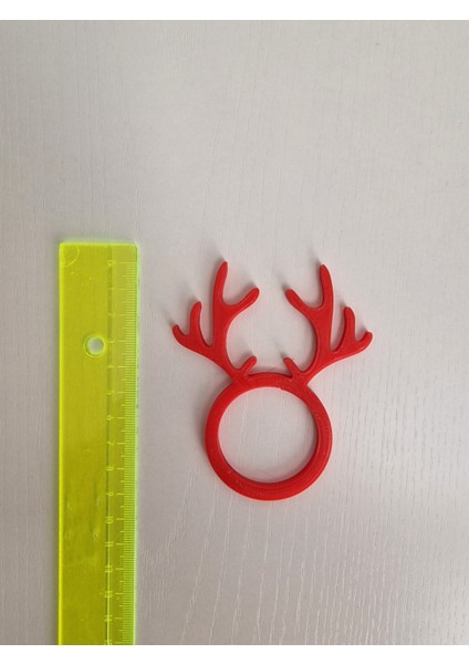 Yılbaşı Için Geyik 2 Temalı 8 Li Kırmızı-Yeşil Renk Peçete Halkası(Sert Plastiktir)