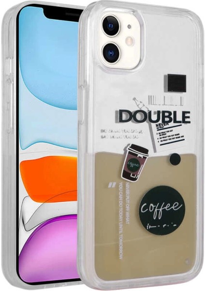 Apple iPhone 12 Kılıf Desenli Sıvılı Zore Drink Silikon Kapak