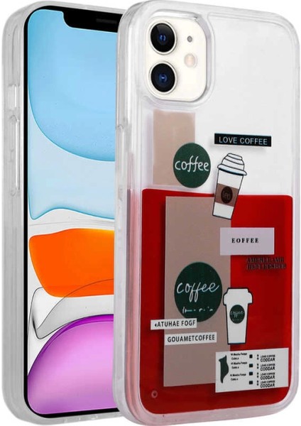 Apple iPhone 12 Kılıf Desenli Sıvılı Zore Drink Silikon Kapak