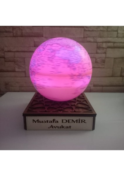 Kişiye Özel Ahşap Kaideli Işıklı Motorlu Dünya