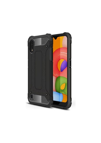 Galaxy A01 Kılıf Darbelere Dayanıklı Çift Katmanlı Alvika Premium Sert Silikon Kapak