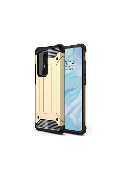 Huawei P40 Pro Kılıf Darbelere Dayanıklı Çift Katmanlı Alvika Premium Sert Silikon Kapak