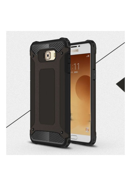 Galaxy C5 Pro Kılıf Darbelere Dayanıklı Çift Katmanlı Alvika Premium Sert Silikon Kapak