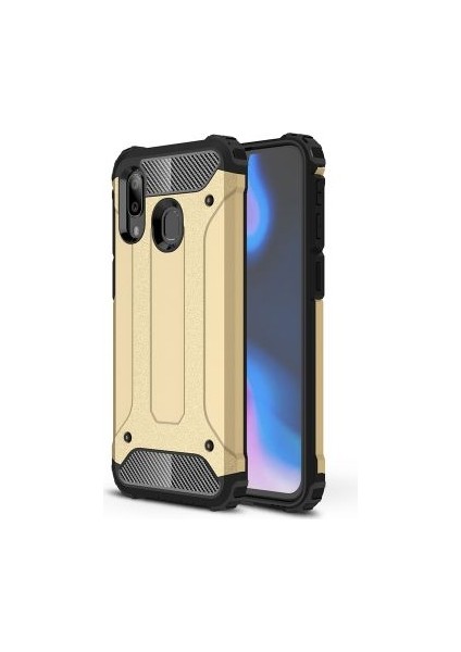 Galaxy A20 Kılıf Darbelere Dayanıklı Çift Katmanlı Alvika Premium Sert Silikon Kapak