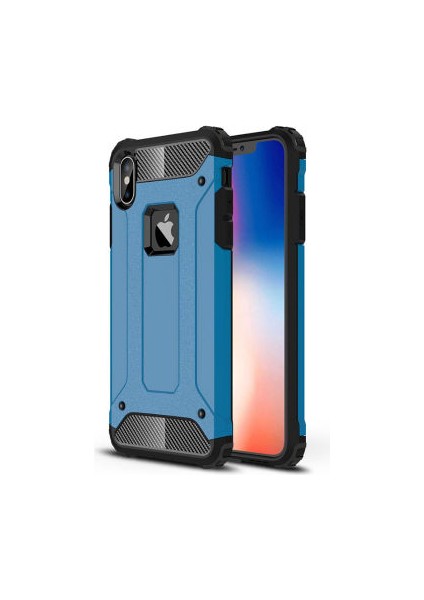 Apple iPhone x Kılıf Darbelere Dayanıklı Çift Katmanlı Alvika Premium Sert Silikon Kapak