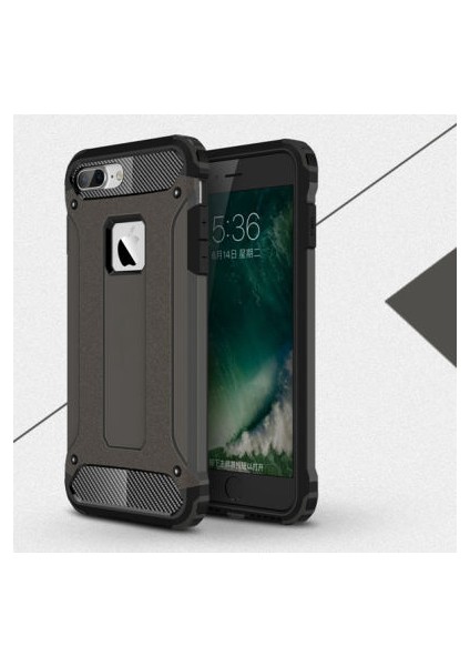 Apple iPhone 8 Plus Kılıf Darbelere Dayanıklı Çift Katmanlı Alvika Premium Sert Silikon Kapak