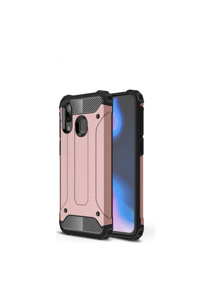 Galaxy A40 Kılıf Darbelere Dayanıklı Çift Katmanlı Alvika Premium Sert Silikon Kapak