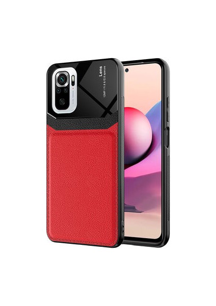 Redmi Note 10 Kılıf Suni Deri Detaylı Kapre Premium Sert Silikon Kapak