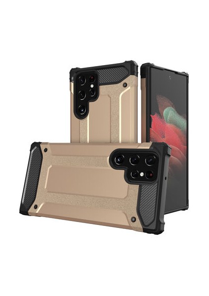 Galaxy S22 Ultra Kılıf Darbelere Dayanıklı Çift Katmanlı Alvika Premium Sert Silikon Kapak