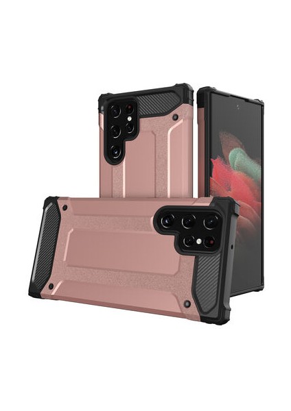 Galaxy S22 Ultra Kılıf Darbelere Dayanıklı Çift Katmanlı Alvika Premium Sert Silikon Kapak