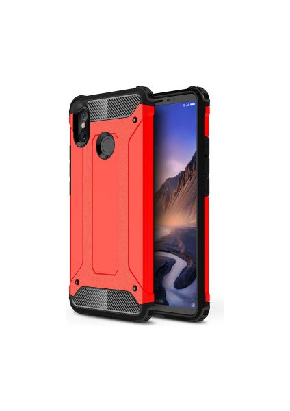 Xiaomi Mi Max 3 Kılıf Darbelere Dayanıklı Çift Katmanlı Alvika Premium Sert Silikon Kapak
