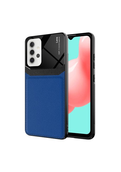 Samsung Galaxy A32 4g Kılıf Suni Deri Detaylı Kapre Premium Sert Silikon Kapak