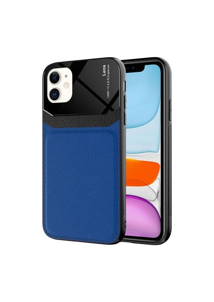 iPhone 11 Kılıf Suni Deri Detaylı Kapre Premium Sert Silikon Kapak