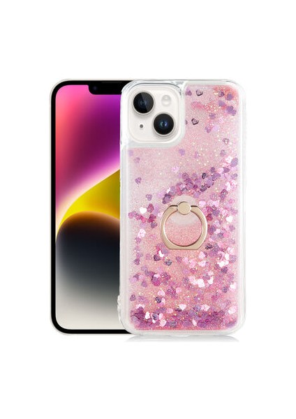 Apple iPhone 14 Kılıf Yüzüklü ve Sıvılı Şık Diana Premium Silikon Kapak