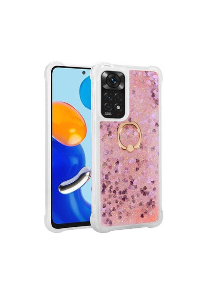 Redmi Note 11S Global Kılıf Yüzüklü ve Sıvılı Şık Diana Premium Silikon Kapak