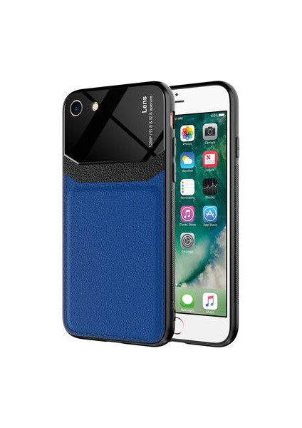 Apple iPhone 8 Kılıf Suni Deri Detaylı Kapre Premium Sert Silikon Kapak
