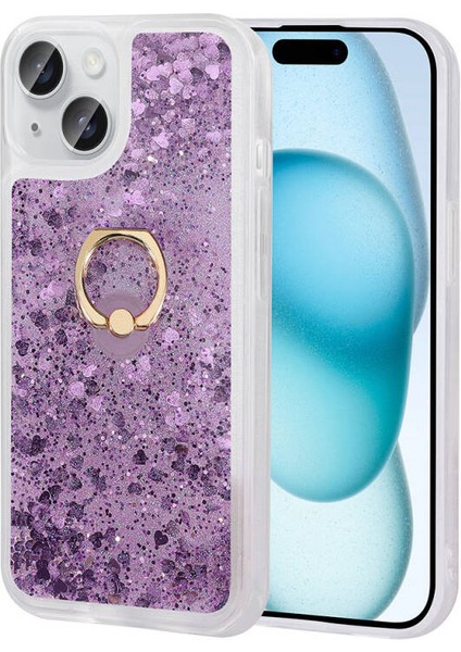 Apple iPhone 15 Plus Kılıf Yüzüklü ve Sıvılı Şık Diana Premium Silikon Kapak