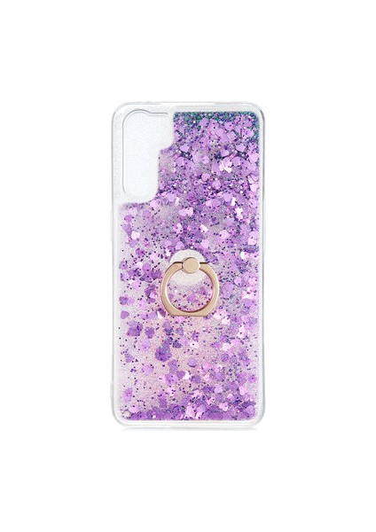 Oppo Reno 3 Kılıf Yüzüklü ve Sıvılı Şık Diana Premium Silikon Kapak